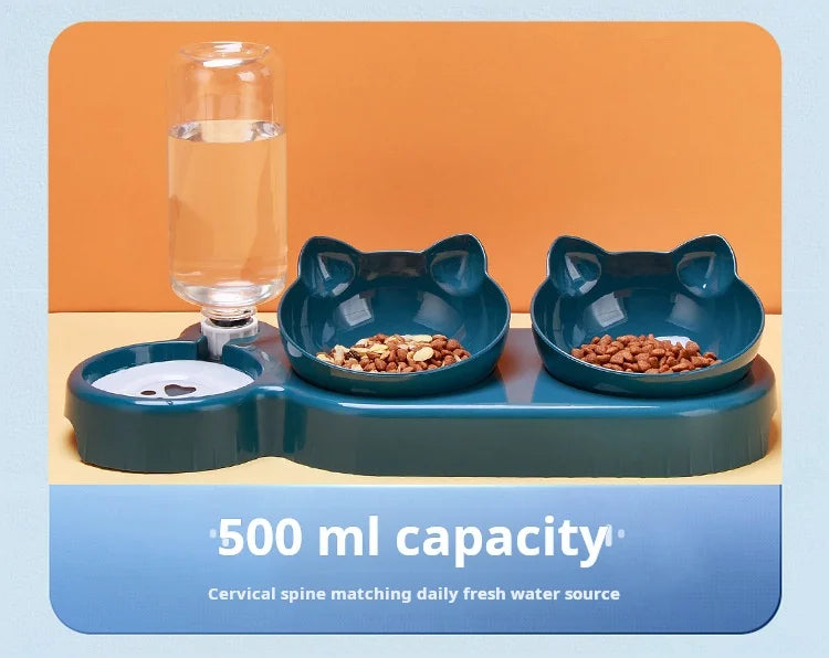 Cat bowls with built in water feeder