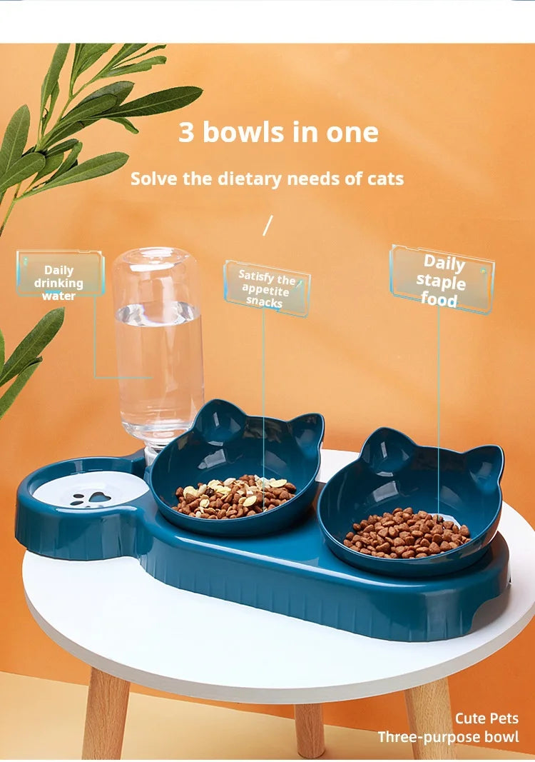 Cat bowls with built in water feeder