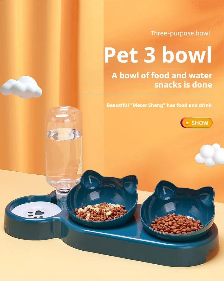 Cat bowls with built in water feeder